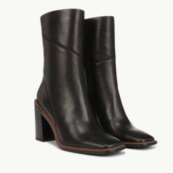 NIB Franco Sarto Stevie Black Leather Square Toe Boot, sz 10 - Picture 1 of 10